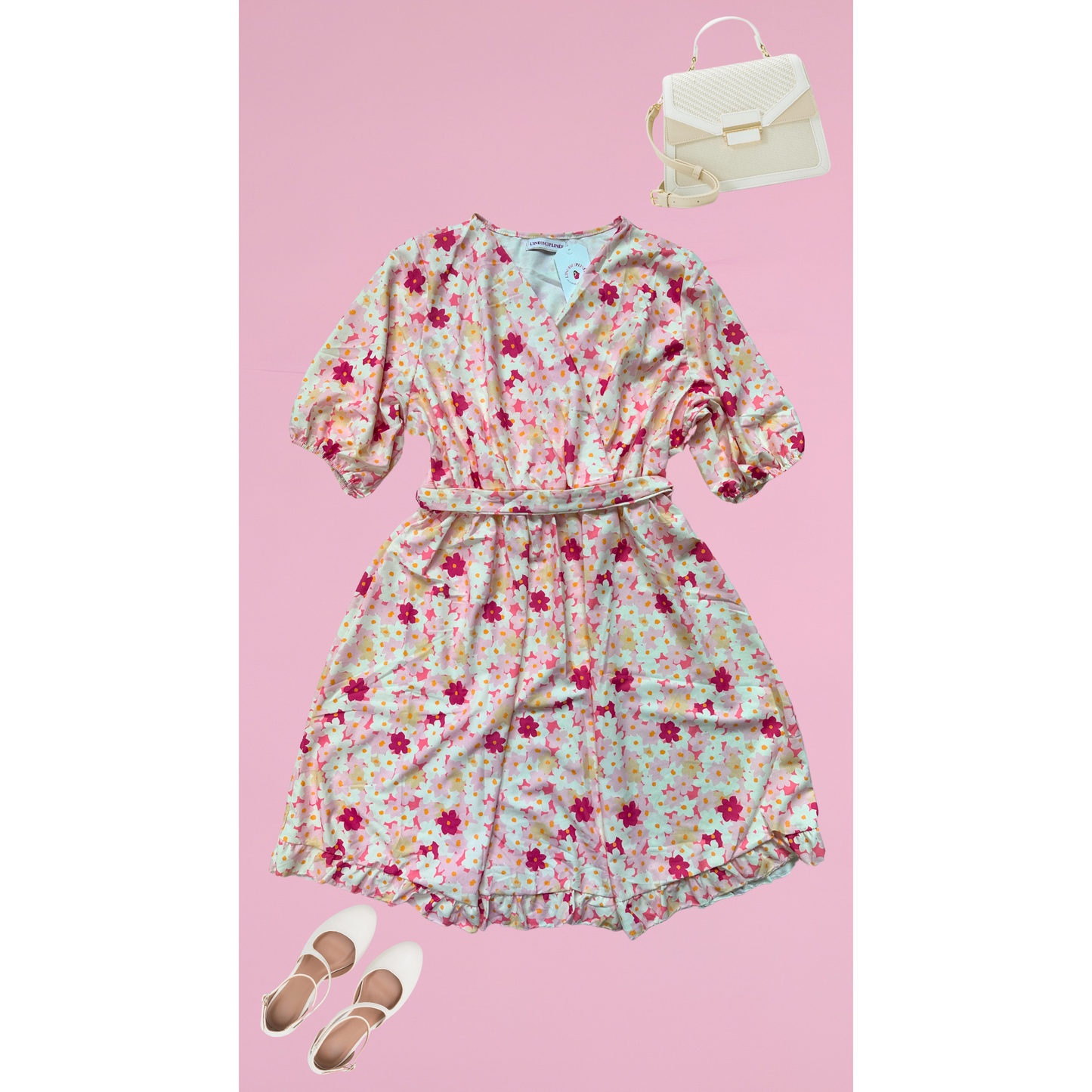 ROBE CACHE-COEUR - PAQUERETTES ROSES