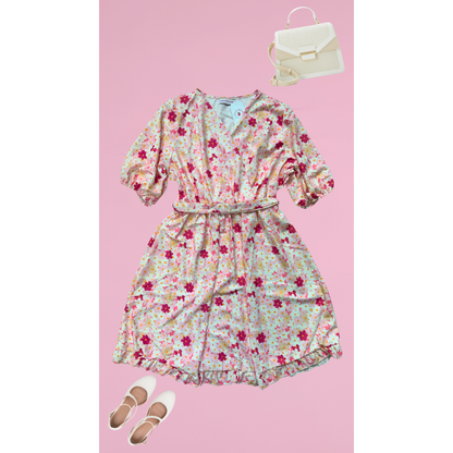 ROBE CACHE-COEUR - PAQUERETTES ROSES