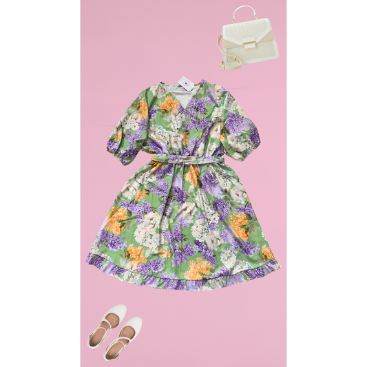 ROBE CACHE-COEUR - GLYCINE VERT D'EAU