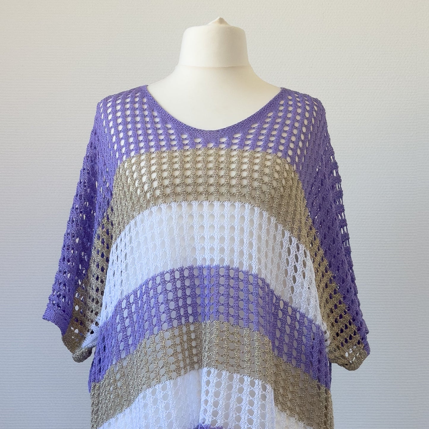 PULL MAILLE AJOURÉE LILAS