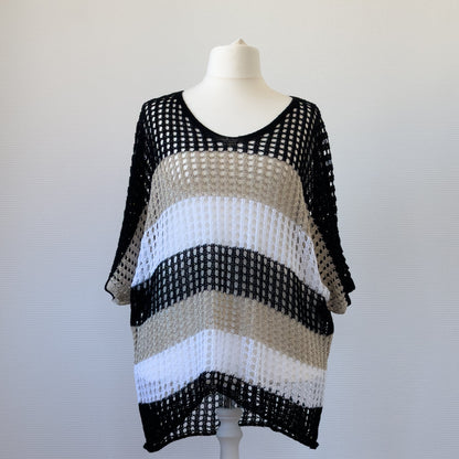 PULL MAILLE AJOURÉE NOIR