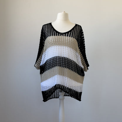 PULL MAILLE AJOURÉE NOIR