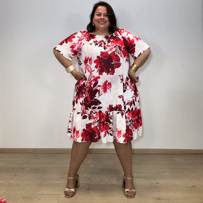 ROBE FEUILLAGE ROUGE