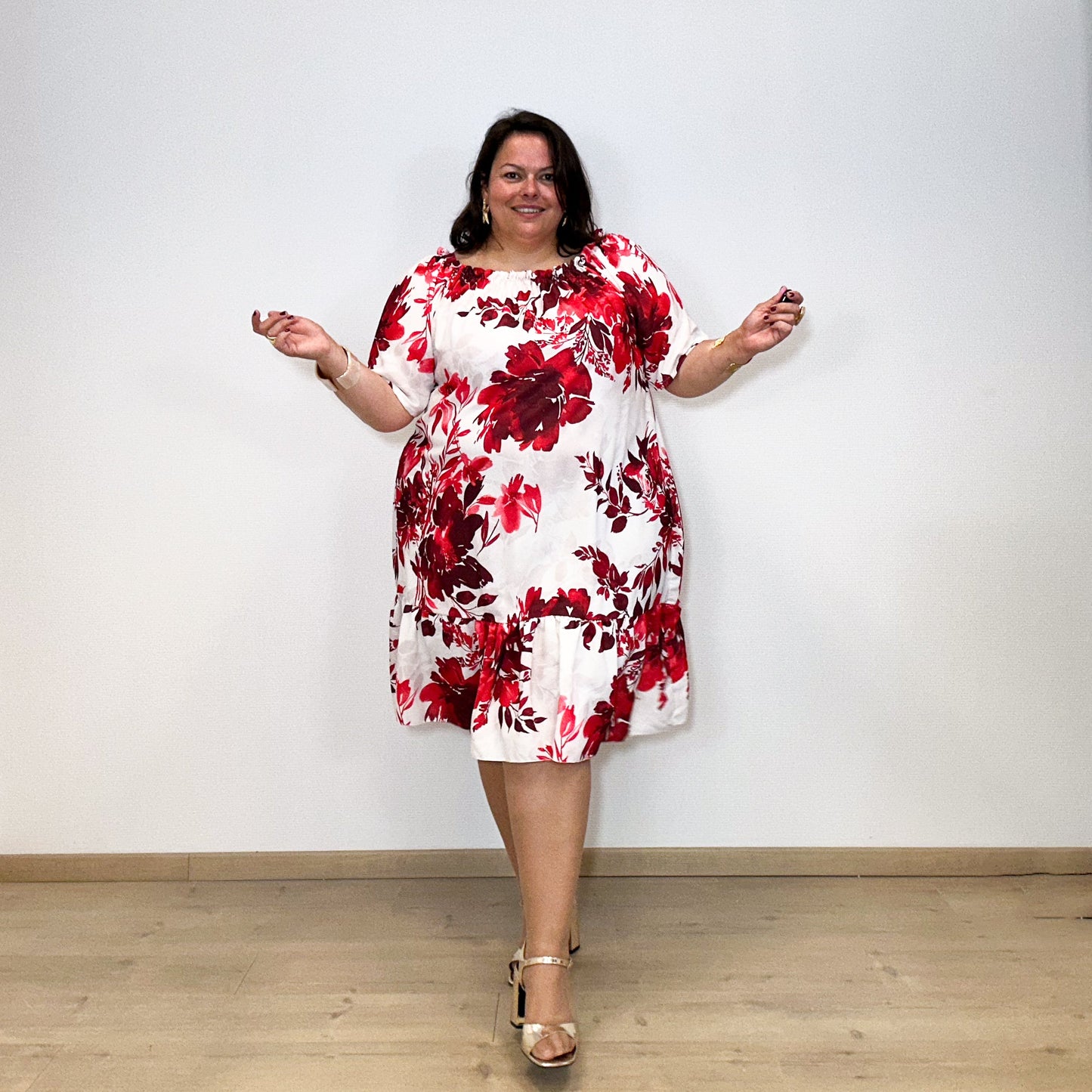ROBE FEUILLAGE ROUGE
