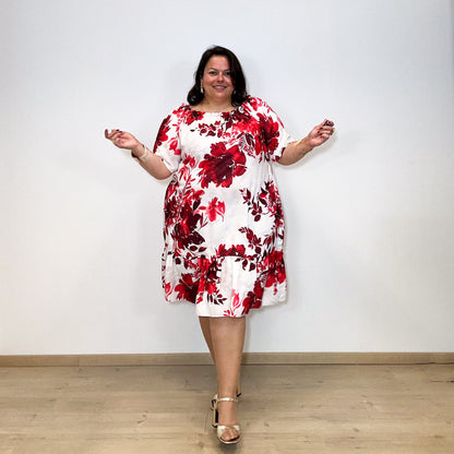 ROBE FEUILLAGE ROUGE