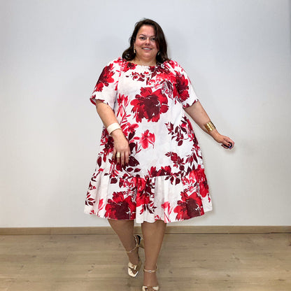 ROBE FEUILLAGE ROUGE