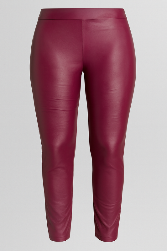 LEGGING SIMILI CUIR FRAMBOISE