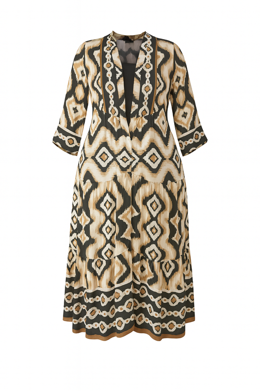 ROBE AZTEQUE NOIRE ET SABLE