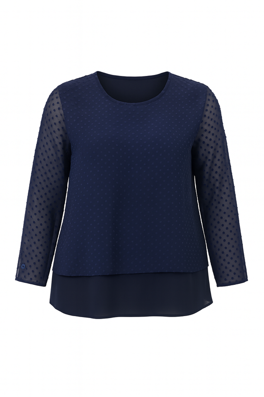 BLOUSE BLEUE PLUMETIS