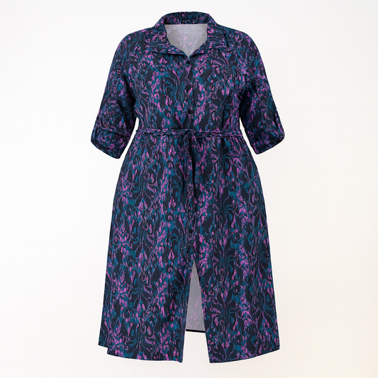 ROBE CHEMISE LONGUE IMPRIMÉ ABSTRAIT