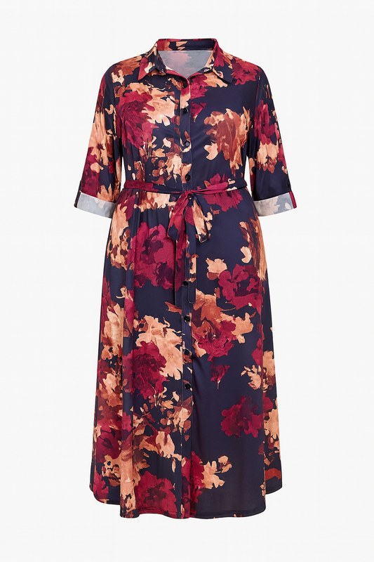 ROBE CHEMISE LONGUE IMPRIMÉ FLORAL