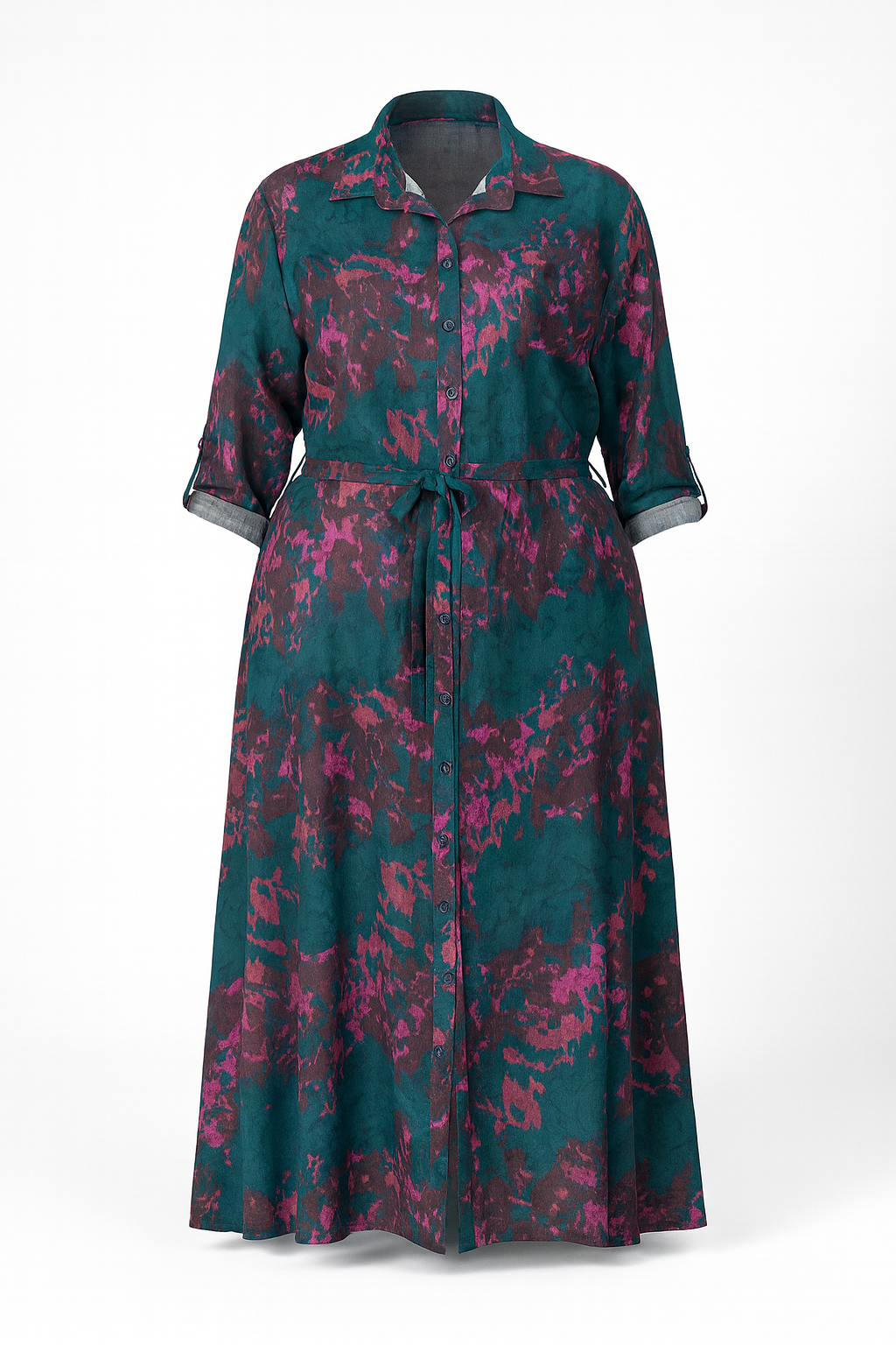 ROBE CHEMISE LONGUE IMPRIMÉ VERT