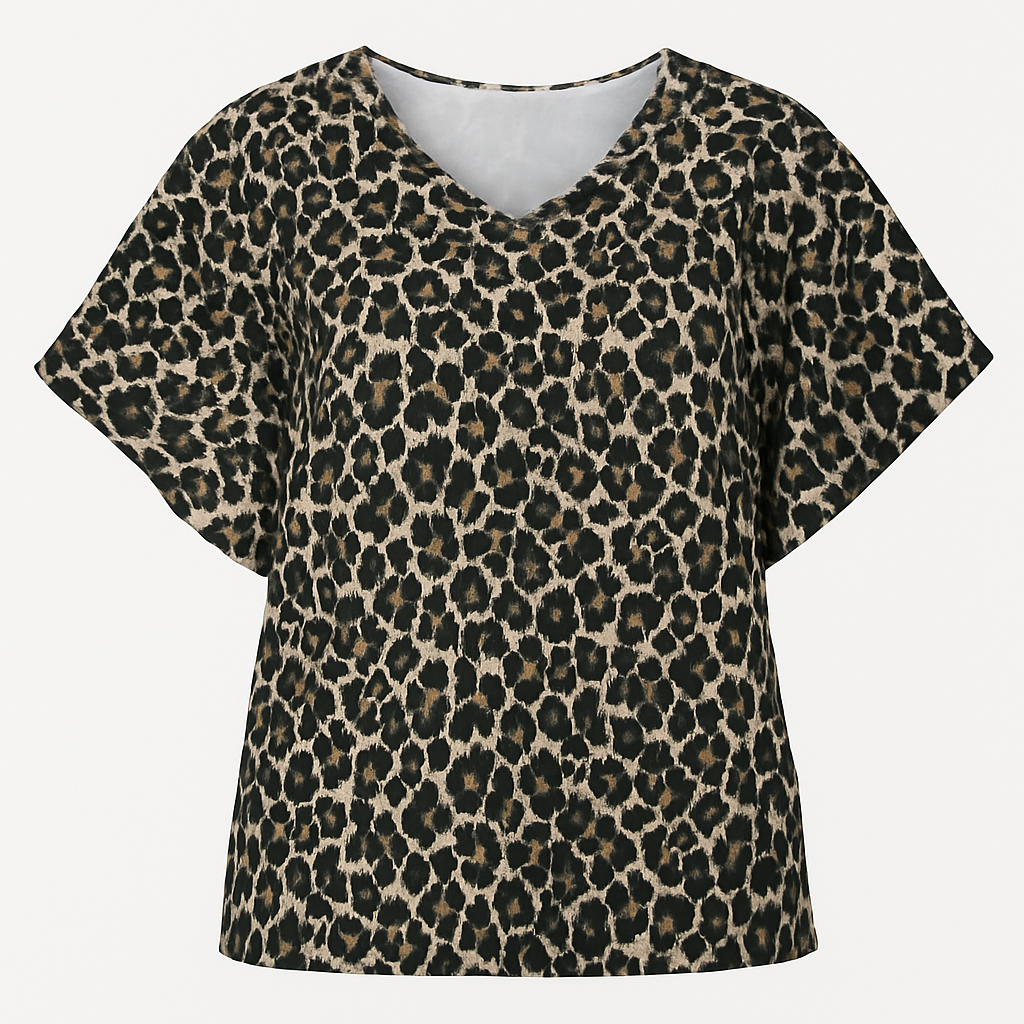 HAUT ELEGANT A MANCHES PAPILLON - LEOPARD
