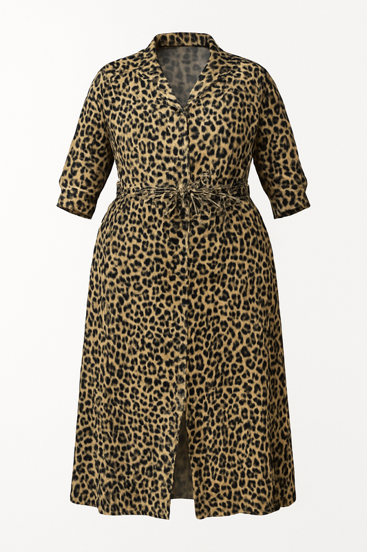 ROBE CHEMISE LONGUE IMPRIMÉ LÉOPARD
