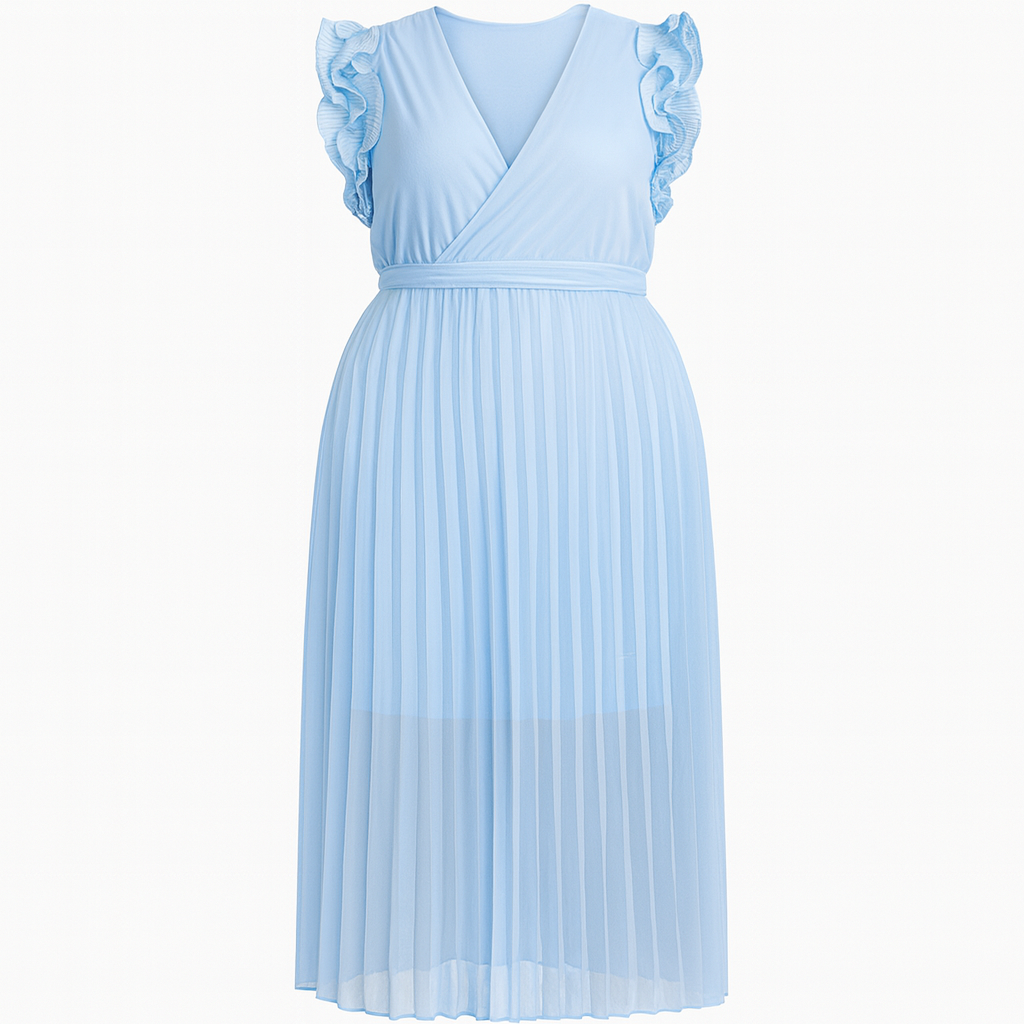 ROBE LONGUE PLISSÉE BLEU BÉBÉ