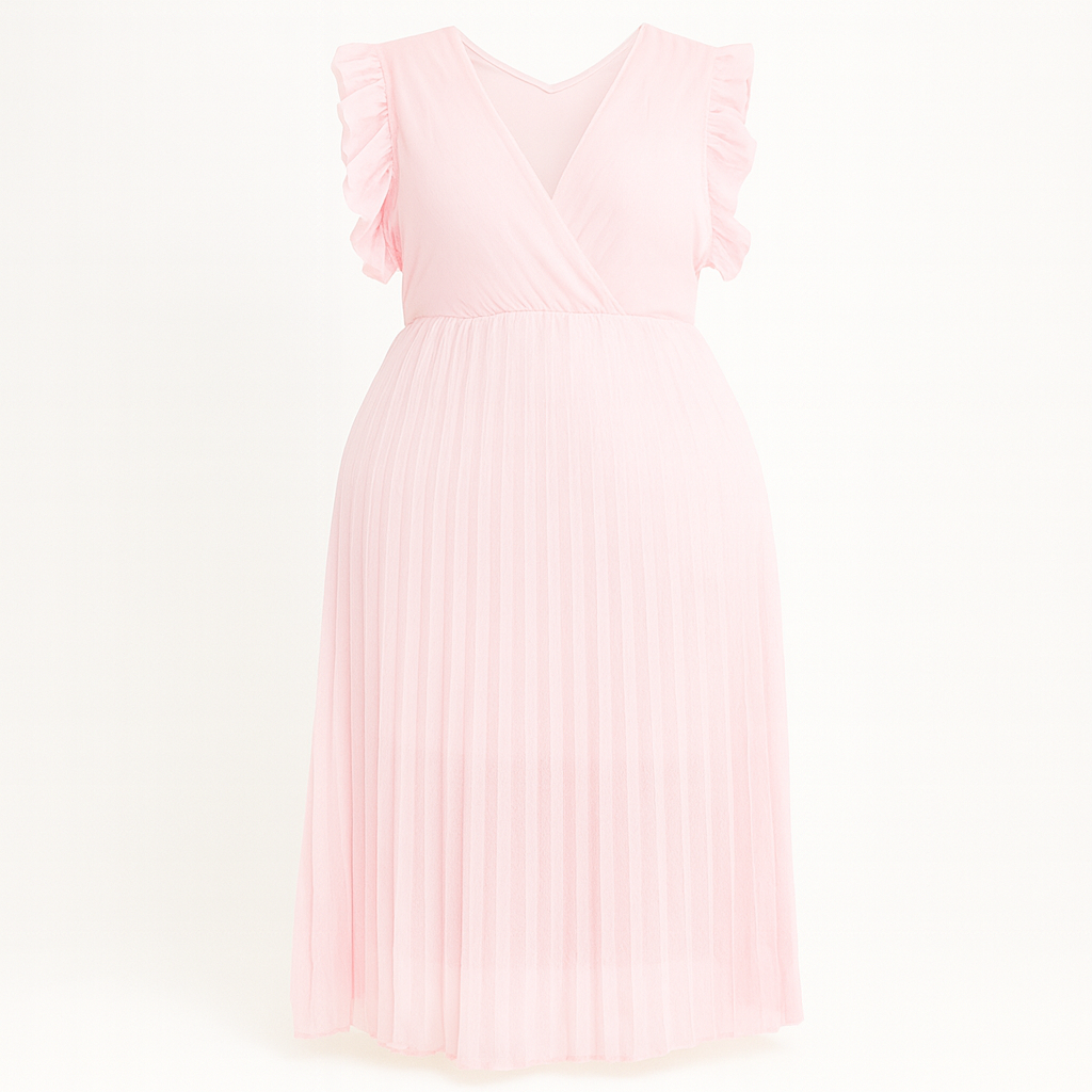 ROBE LONGUE PLISSÉE ROSE