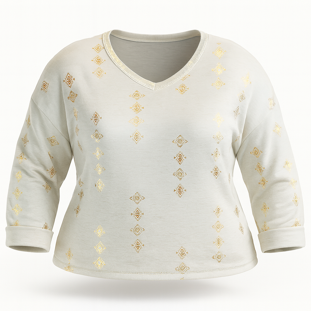 HAUT TAUPE ET DORÉ MOTIF ETHNIC