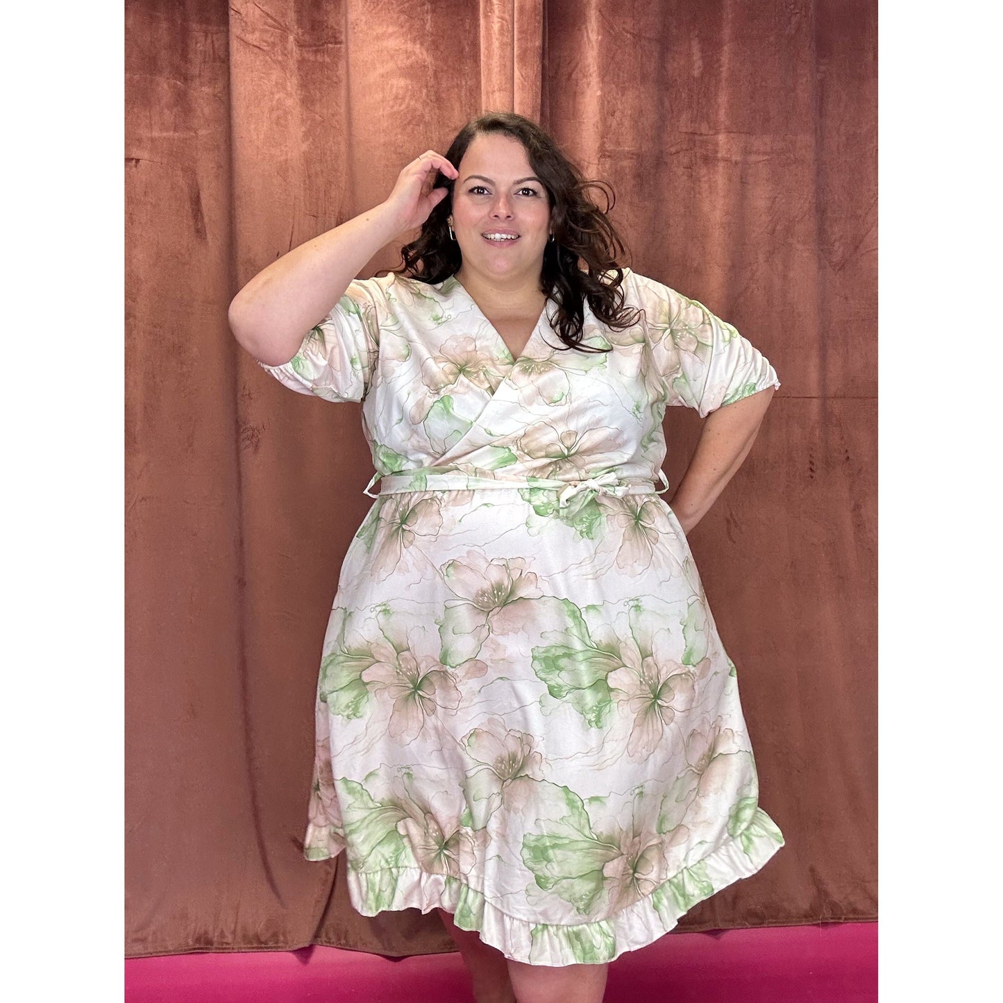 ROBE CACHE-COEUR - FLEURS AQUARELLE