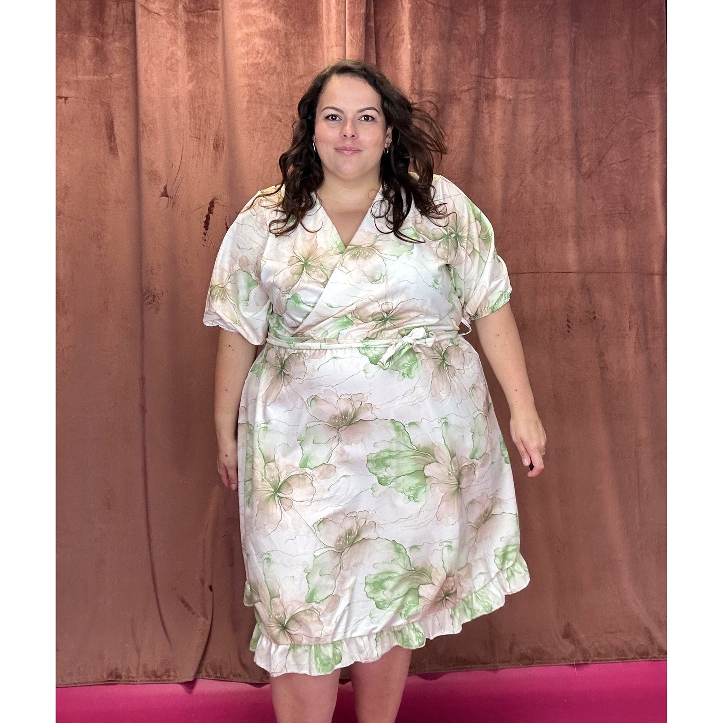 ROBE CACHE-COEUR - FLEURS AQUARELLE