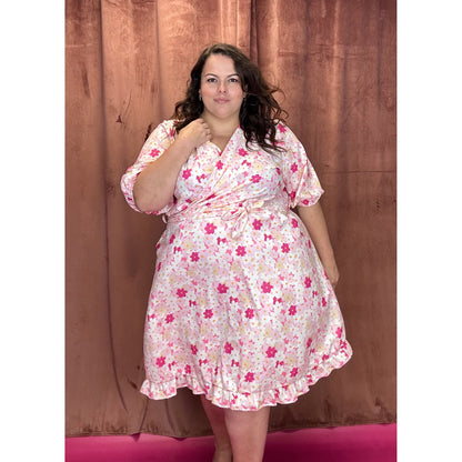 ROBE CACHE-COEUR - PAQUERETTES ROSES