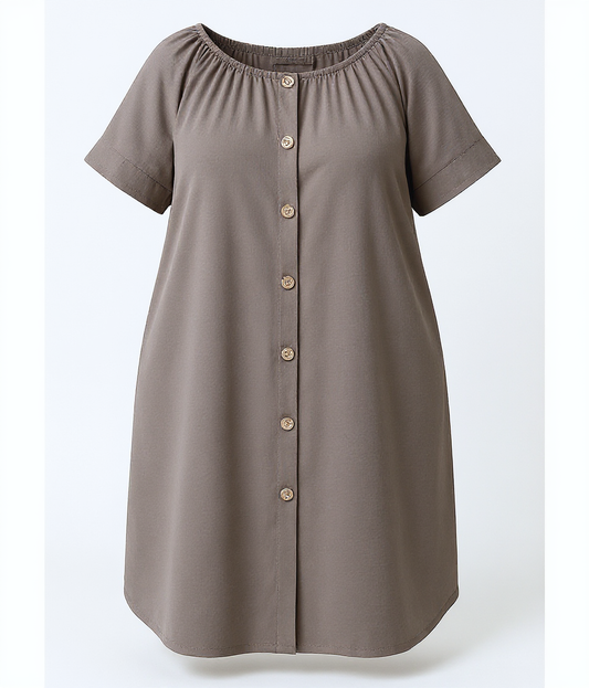 ROBE BOUTON TAUPE